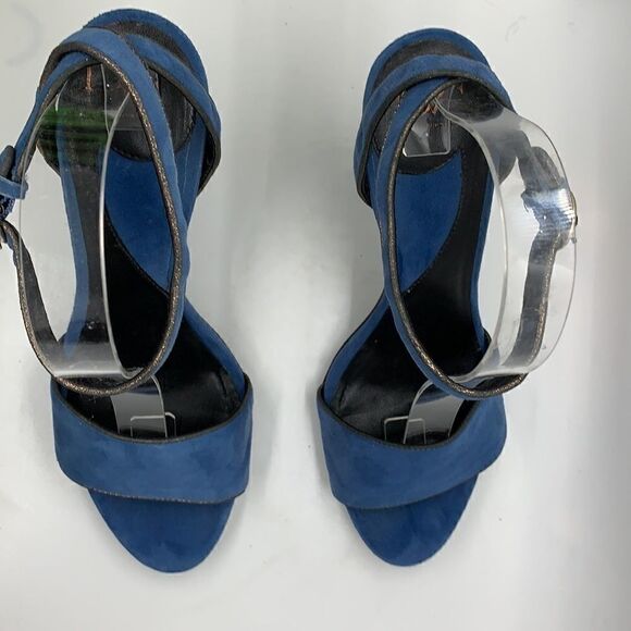 Diane Von Furstenberg blue Suede heel ankle strap sandals - Picture 5 of 11